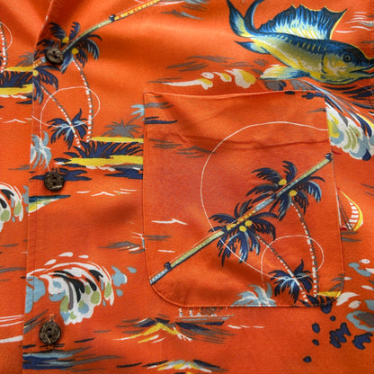 90's Polo by Ralph Lauren ラルフ ビスコースアロハシャツ オレンジ(L)A7640SH-SO