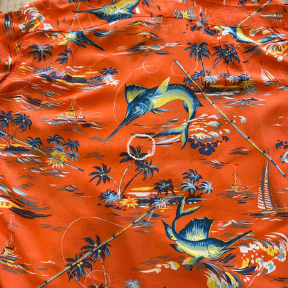 90's Polo by Ralph Lauren ラルフ ビスコースアロハシャツ オレンジ(L)A7640SH-SO