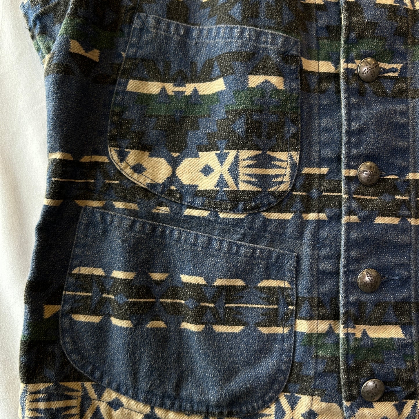 00's RRL ラルフローレン Southwestern Vest ネイティブ柄ベスト ジレ ブルー(M)/A9196V-SO