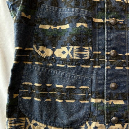 00's RRL ラルフローレン Southwestern Vest ネイティブ柄ベスト ジレ ブルー(M)/A9196V-SO