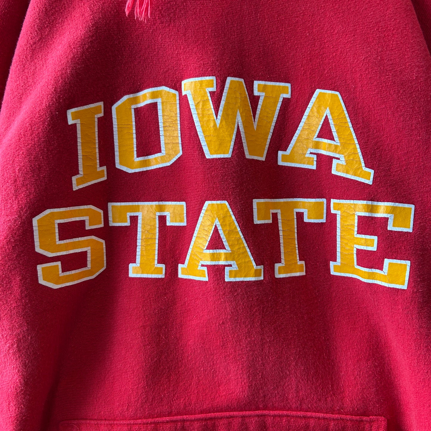 90's Champion Reverse Weave リバースウィーブ IOWA STATE スウェット フーディー レッド(XL)/C0769R-SO