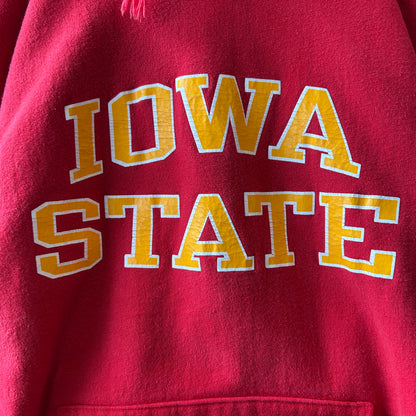 90's Champion Reverse Weave リバースウィーブ IOWA STATE スウェット フーディー レッド(XL)/C0769R-SO