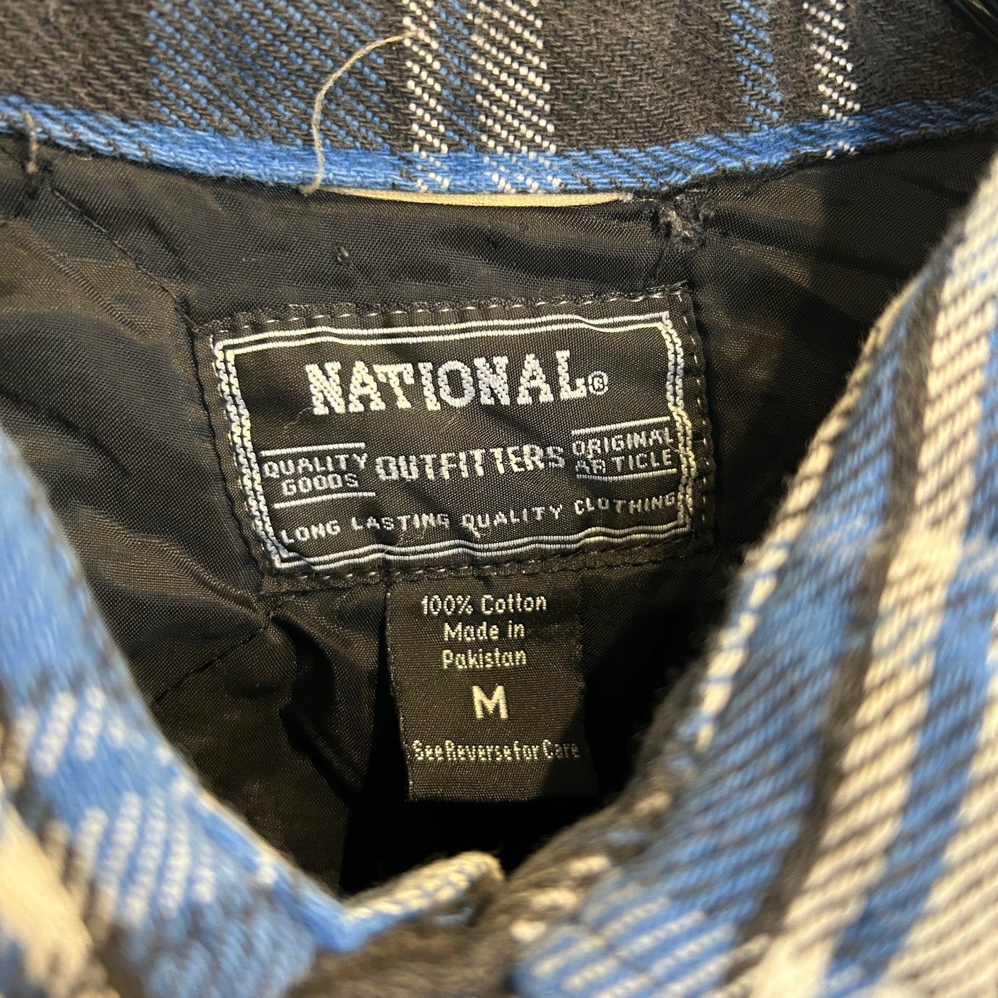 00's NATIONAL キルティングライナーネルシャツ 青白黒(M)/A8871SH-SO