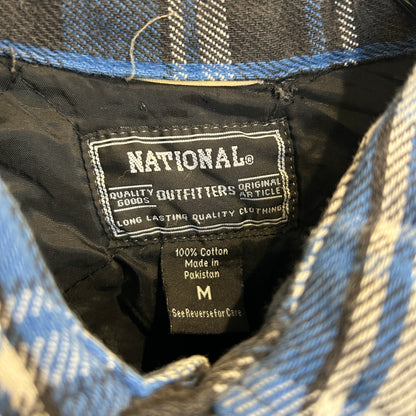 00's NATIONAL キルティングライナーネルシャツ 青白黒(M)/A8871SH-SO