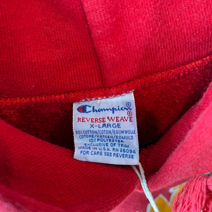 90's Champion Reverse Weave リバースウィーブ IOWA STATE スウェット フーディー レッド(XL)/C0769R-SO