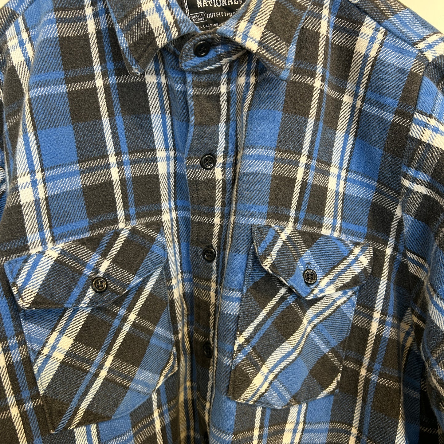 00's NATIONAL キルティングライナーネルシャツ 青白黒(M)/A8871SH-SO