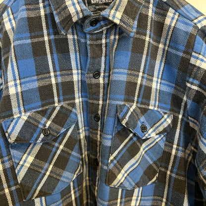 00's NATIONAL キルティングライナーネルシャツ 青白黒(M)/A8871SH-SO