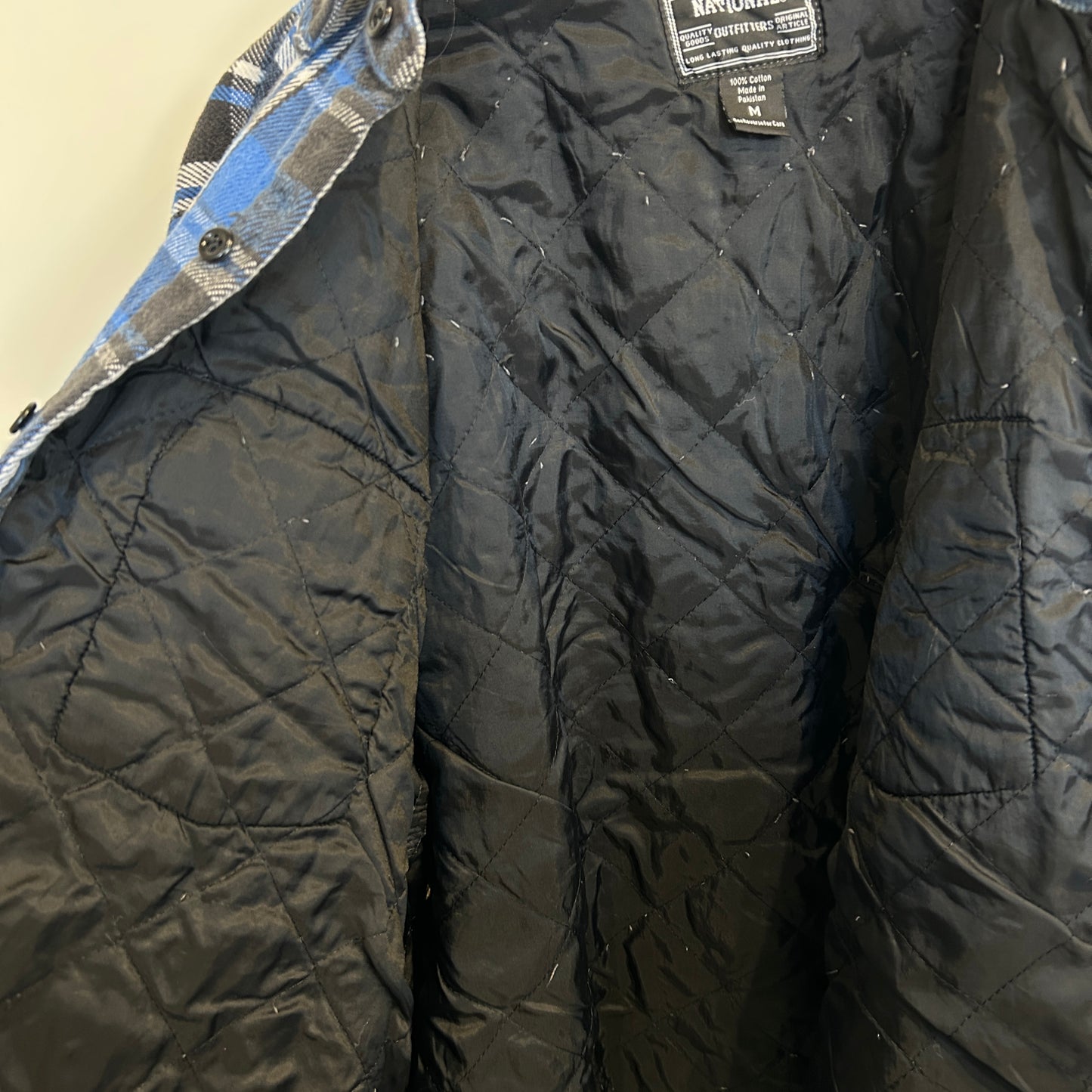 00's NATIONAL キルティングライナーネルシャツ 青白黒(M)/A8871SH-SO