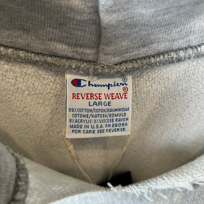 90's. Champion Reverse Weave 3段プリント スウェットフーディー グレー (L)/C0771R-SO