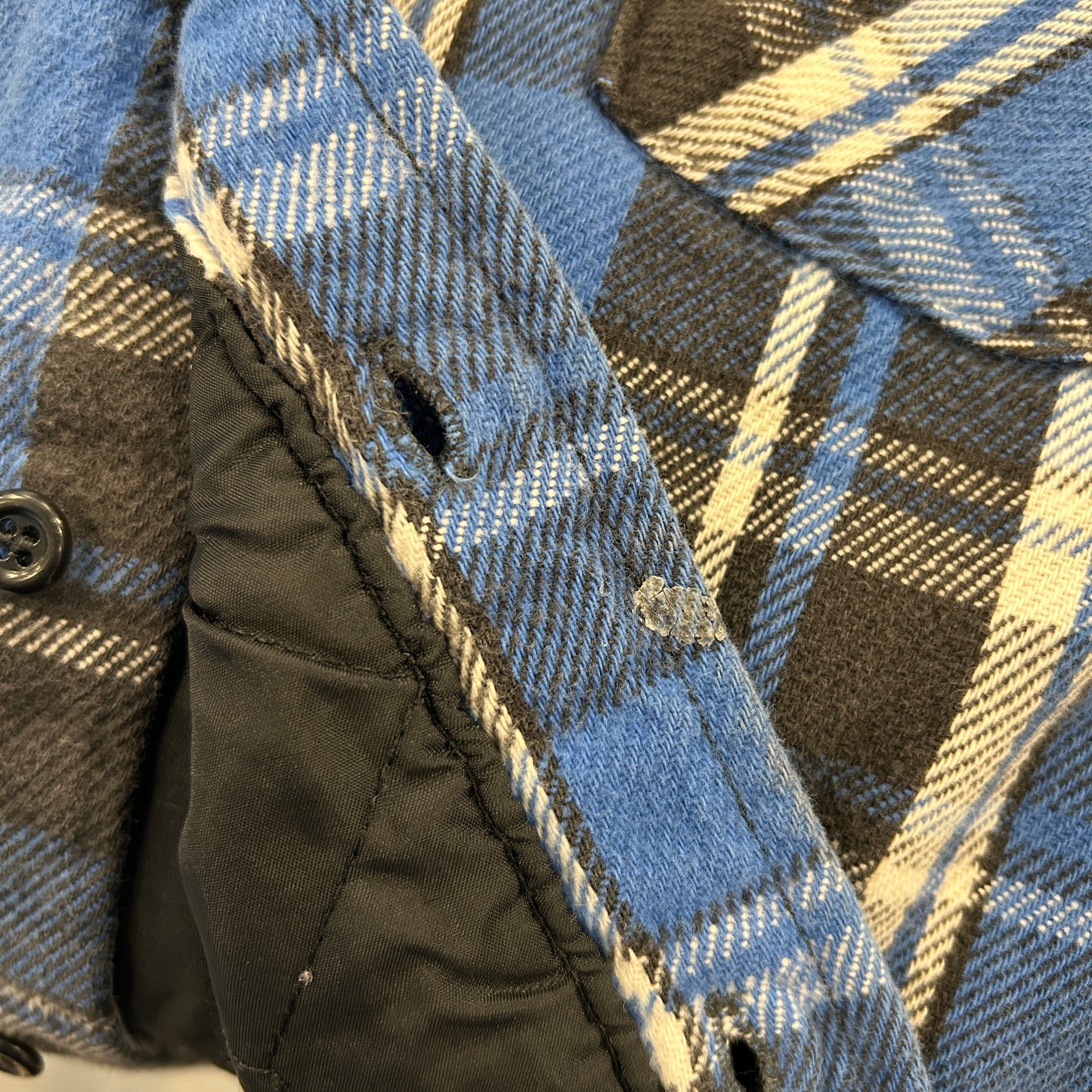 00's NATIONAL キルティングライナーネルシャツ 青白黒(M)/A8871SH-SO