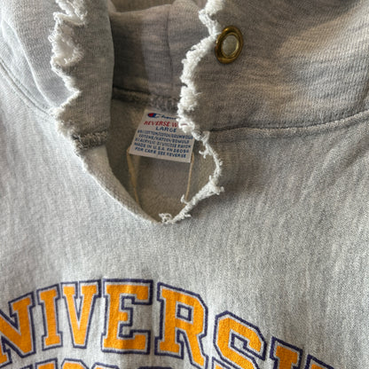 90's. Champion Reverse Weave 3段プリント スウェットフーディー グレー (L)/C0771R-SO