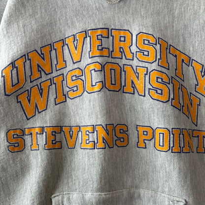 90's. Champion Reverse Weave 3段プリント スウェットフーディー グレー (L)/C0771R-SO