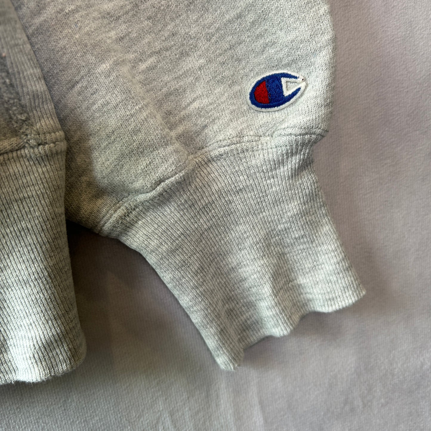 90's. Champion Reverse Weave 3段プリント スウェットフーディー グレー (L)/C0771R-SO