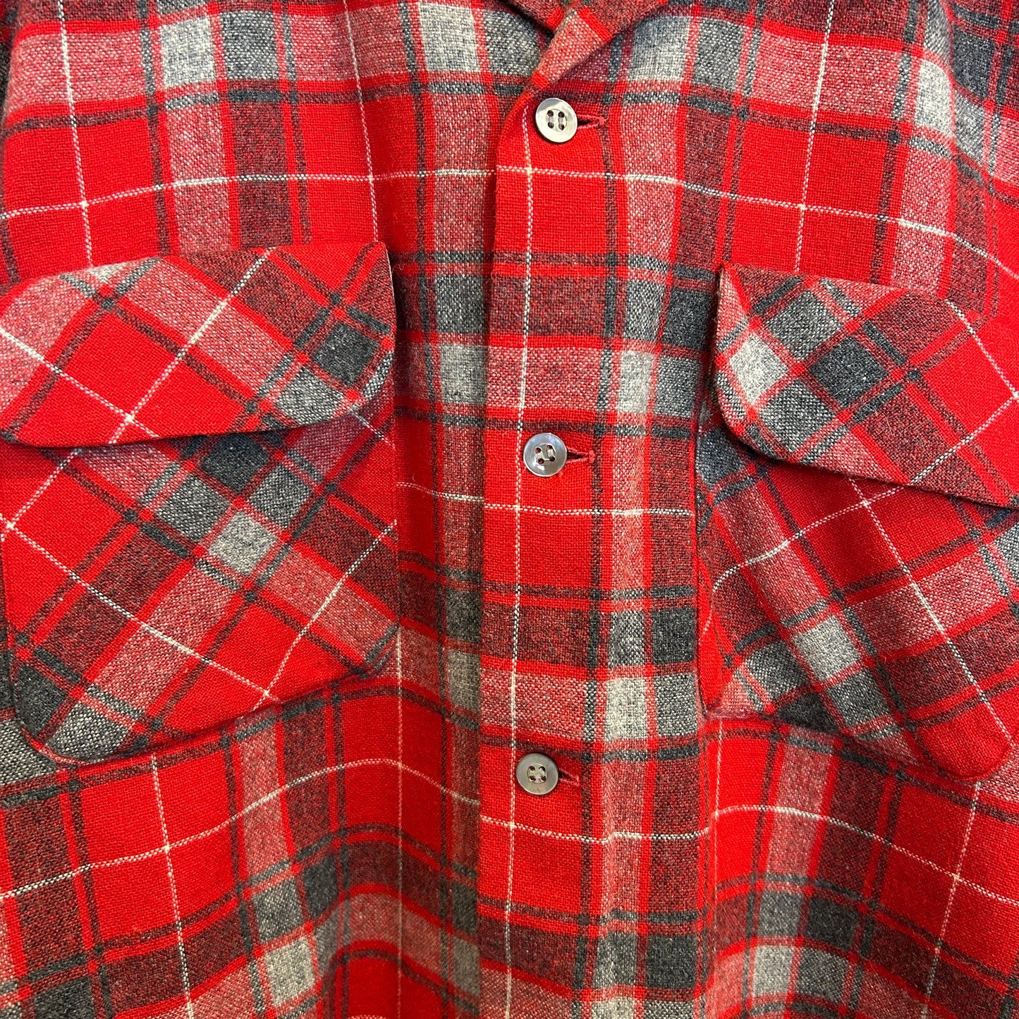 60's LEVI'S リーバイス オープンカラーウールチェックシャツ 赤グレー黒/A9623SH-SO