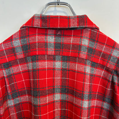60's LEVI'S リーバイス オープンカラーウールチェックシャツ 赤グレー黒/A9623SH-SO