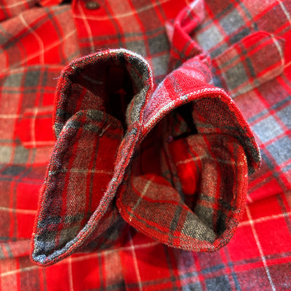 60's LEVI'S リーバイス オープンカラーウールチェックシャツ 赤グレー黒/A9623SH-SO