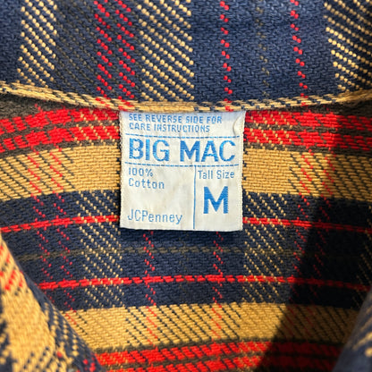 70's BIG MAC ビッグマック 単色タグ ネルシャツ 襤褸 ベージュ/ネイビー(M)/A8083SH-SO