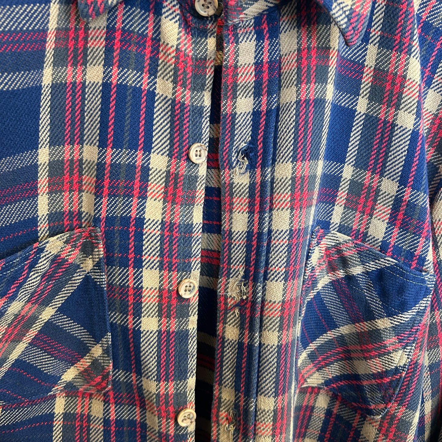 70's BIG MAC ビッグマック 単色タグ ネルシャツ 襤褸 ベージュ/ネイビー(M)/A8083SH-SO