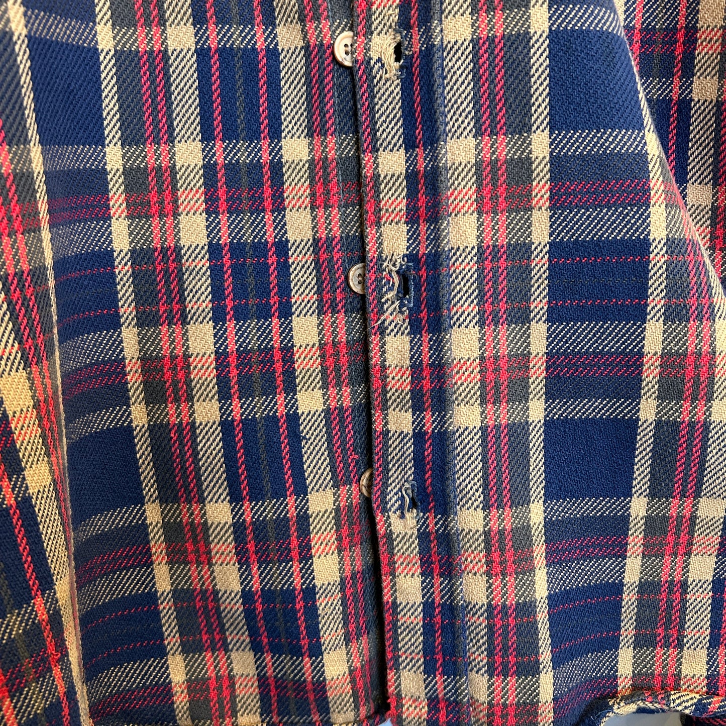 70's BIG MAC ビッグマック 単色タグ ネルシャツ 襤褸 ベージュ/ネイビー(M)/A8083SH-SO