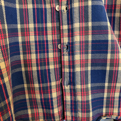 70's BIG MAC ビッグマック 単色タグ ネルシャツ 襤褸 ベージュ/ネイビー(M)/A8083SH-SO