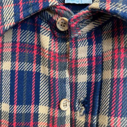 70's BIG MAC ビッグマック 単色タグ ネルシャツ 襤褸 ベージュ/ネイビー(M)/A8083SH-SO