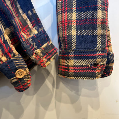 70's BIG MAC ビッグマック 単色タグ ネルシャツ 襤褸 ベージュ/ネイビー(M)/A8083SH-SO