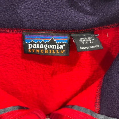 90's Patagonia パタゴニア シンチラ フリースベスト 赤 (L)B1424V-SO