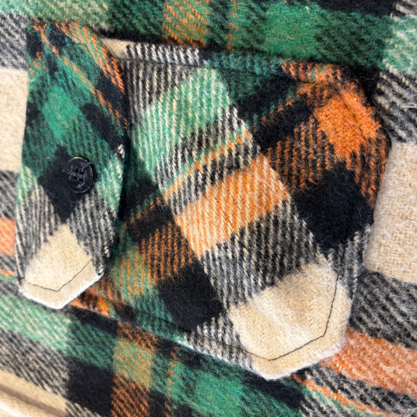 80's VENTURA チェック CPOシャツ グリーンオレンジ (L) /A9624SH-SO