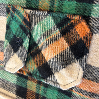 80's VENTURA チェック CPOシャツ グリーンオレンジ (L) /A9624SH-SO