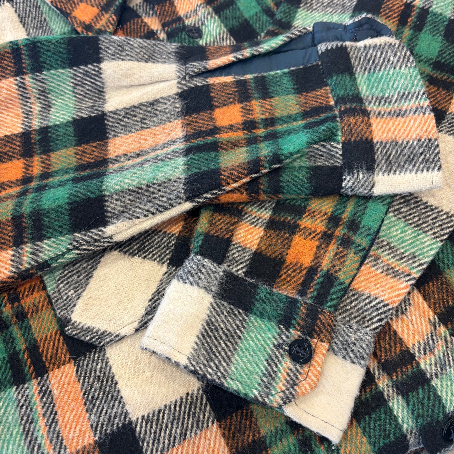 80's VENTURA チェック CPOシャツ グリーンオレンジ (L) /A9624SH-SO