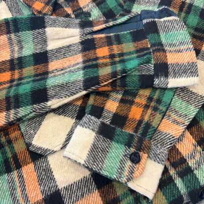 80's VENTURA チェック CPOシャツ グリーンオレンジ (L) /A9624SH-SO