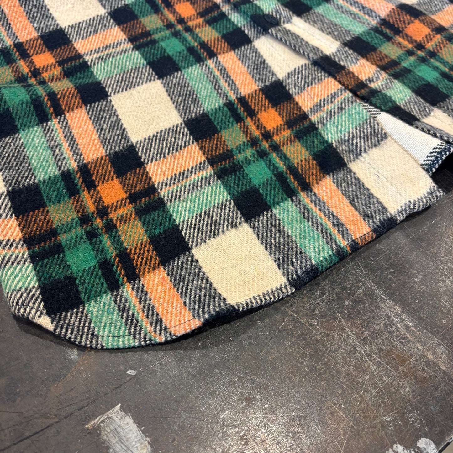 80's VENTURA チェック CPOシャツ グリーンオレンジ (L) /A9624SH-SO