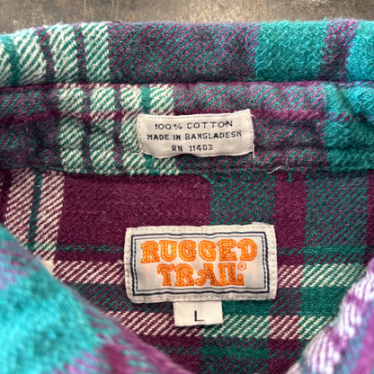 00's RUGGED TRAIL チェック フランネルシャツ パープルグリーン (L) /A8873SH-SO