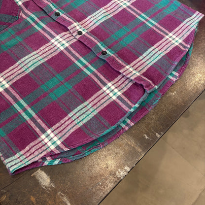 00's RUGGED TRAIL チェック フランネルシャツ パープルグリーン (L) /A8873SH-SO