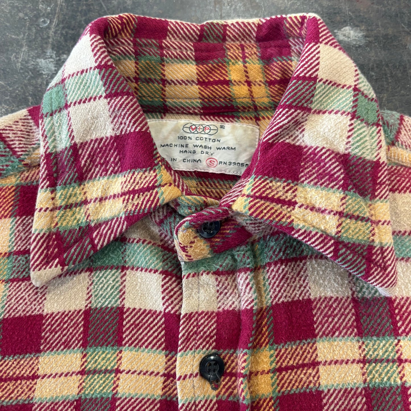 00's VIP  フランネルシャツ ワインレッドベージュ (S) /A8819SH-SO