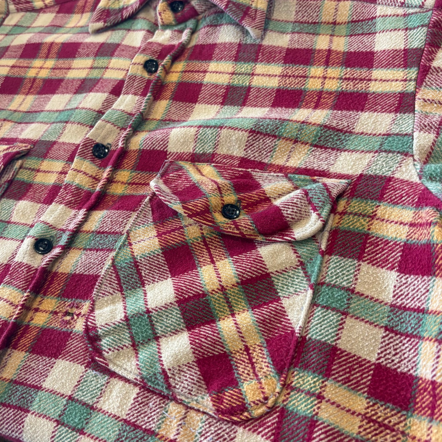 00's VIP  フランネルシャツ ワインレッドベージュ (S) /A8819SH-SO