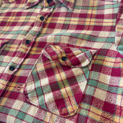 00's VIP  フランネルシャツ ワインレッドベージュ (S) /A8819SH-SO