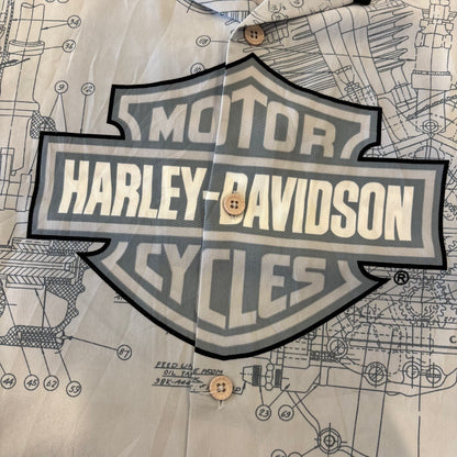 90's  HAREY-DAVIDSON  オールプリント  オープンカラーシャツ グレー XL /B2477S-SO