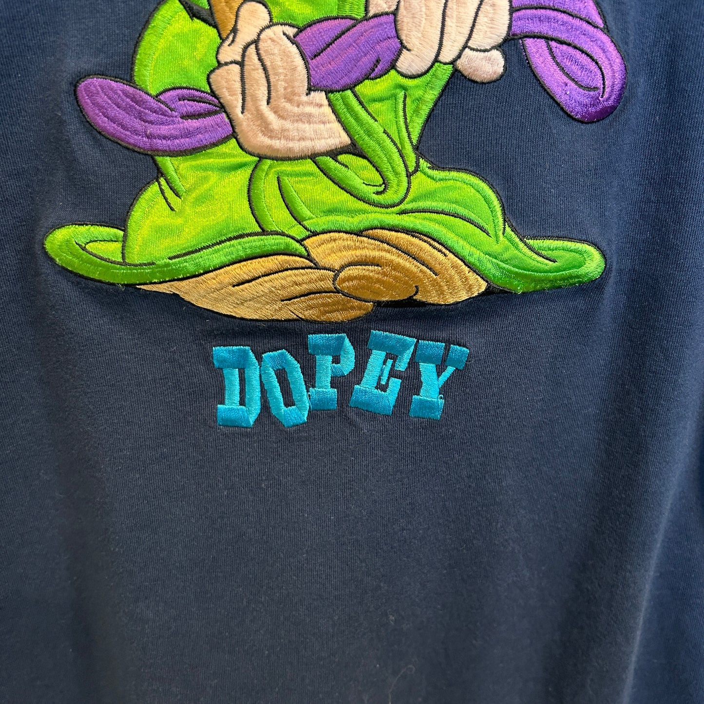00's Disney ディズニー DOPEY キャラクターTシャツ 紺 (サイズ不明)/B2657T-SO