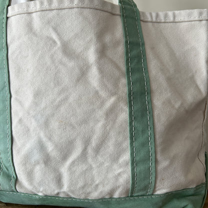 90's L.L.Bean Boat＆Tote キャンバストート 白薄緑/B0996AC-SO