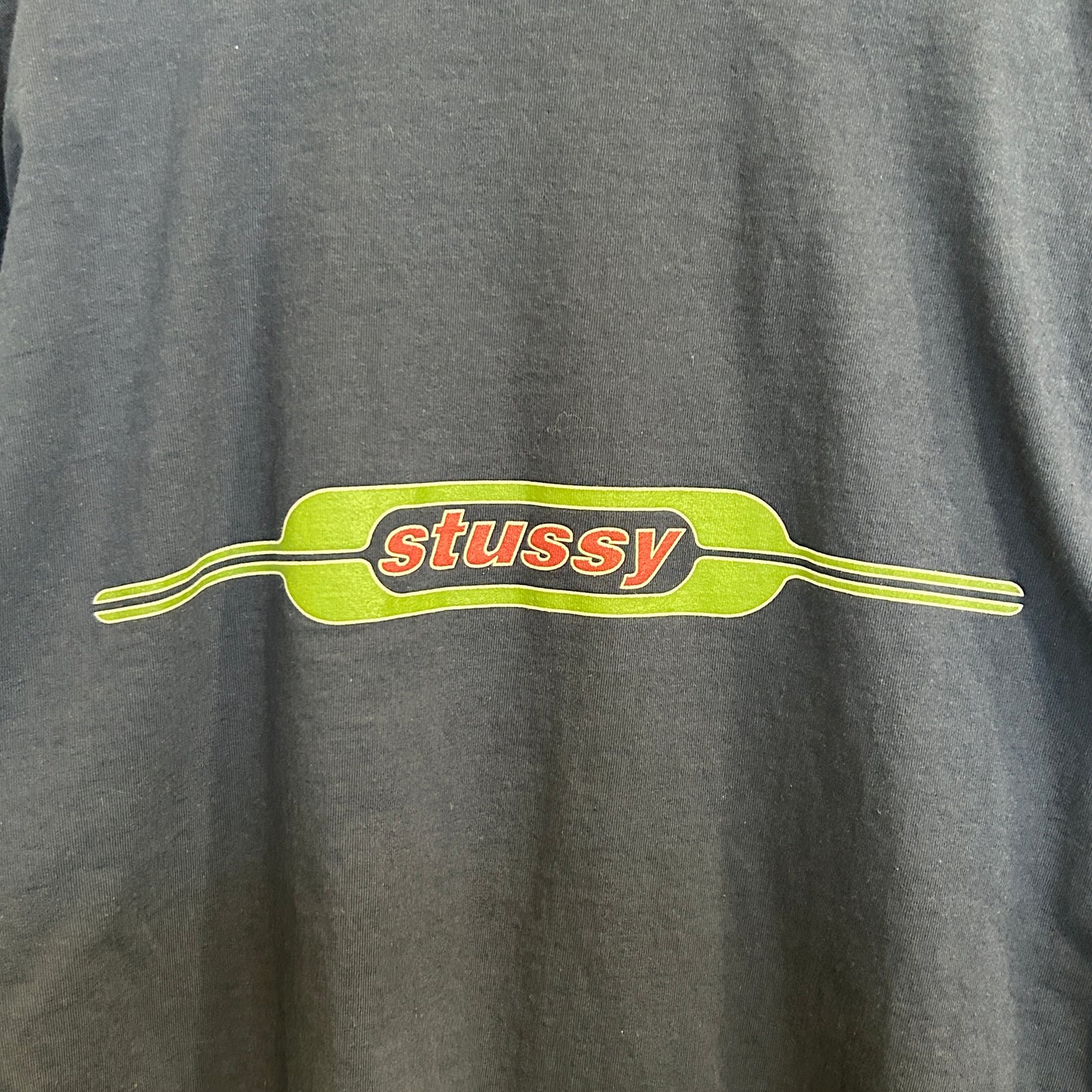 90's Stussy ステューシー グラフィック ロゴプリントTシャツ 紺 (XL)/C0384T-SO