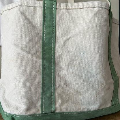 90's L.L.Bean Boat＆Tote キャンバストート 白薄緑/B0996AC-SO