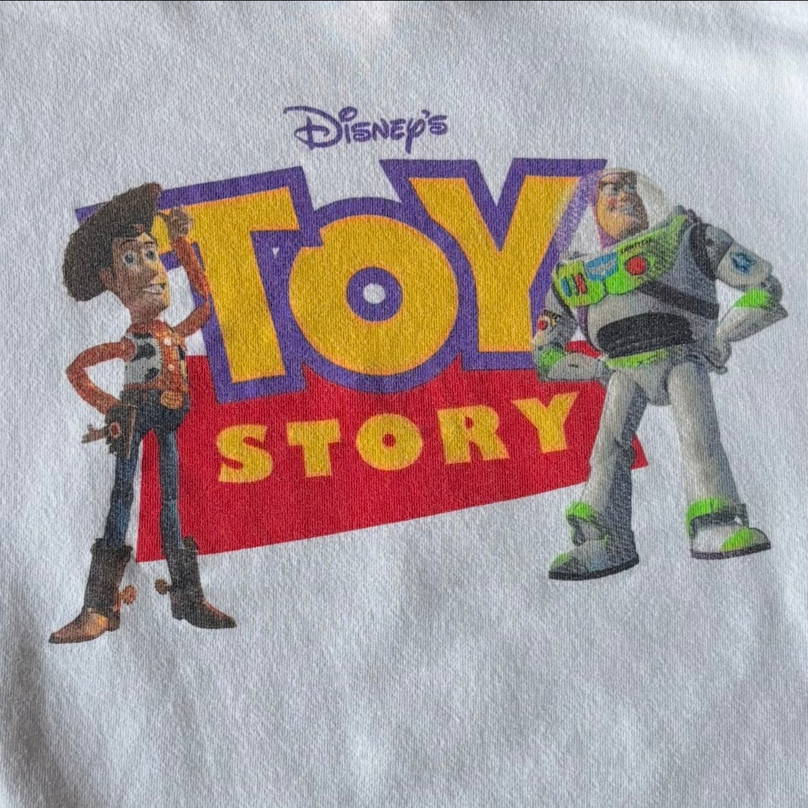 90's Disney ディズニー TOY STORY トイストーリー キャラクター スウェット 映画 白(L) /C0130S-SO