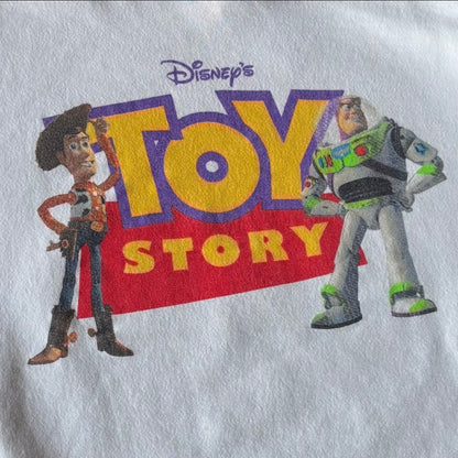 90's Disney ディズニー TOY STORY トイストーリー キャラクター スウェット 映画 白(L) /C0130S-SO