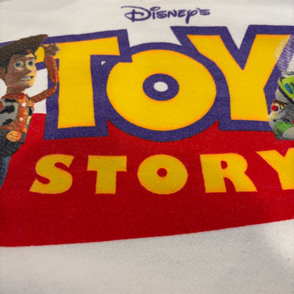 90's Disney ディズニー TOY STORY トイストーリー キャラクター スウェット 映画 白(L) /C0130S-SO
