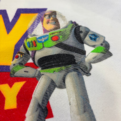 90's Disney ディズニー TOY STORY トイストーリー キャラクター スウェット 映画 白(L) /C0130S-SO