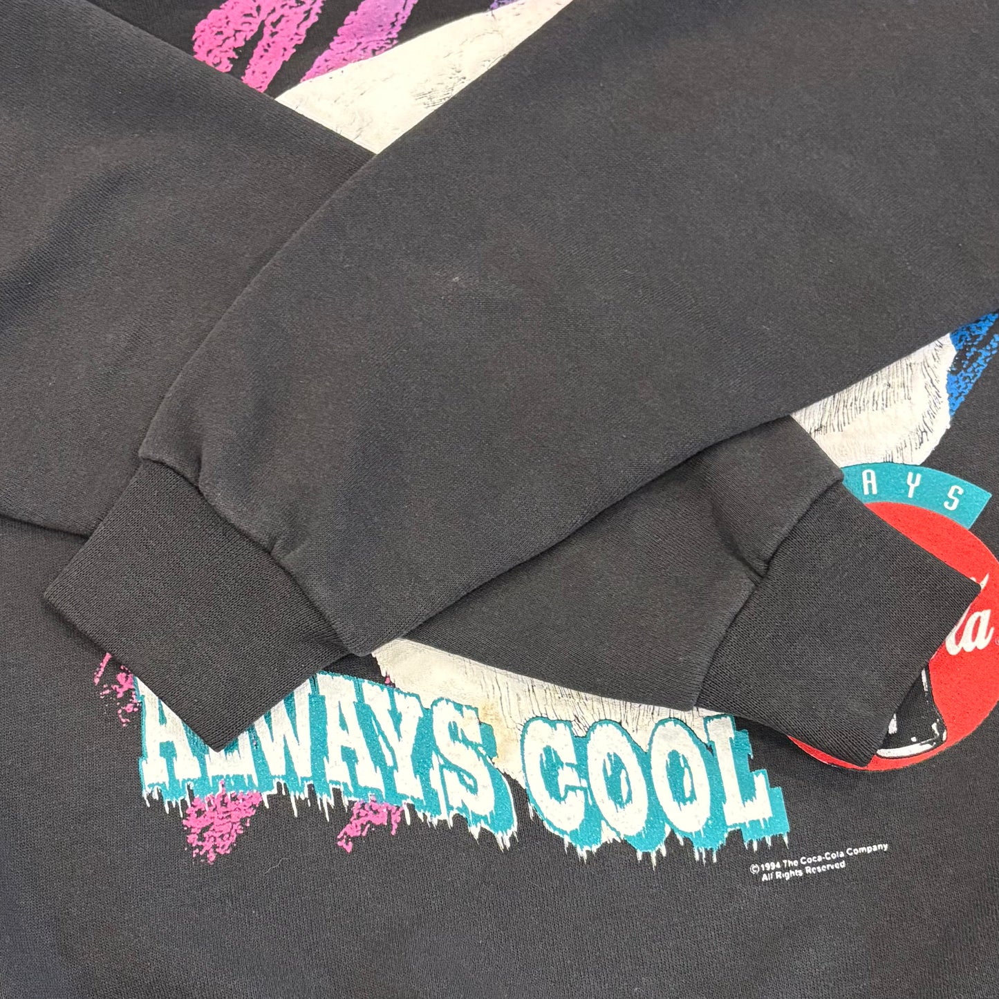 90's Coca Cola コカコーラ ALWAYS COOL シロクマ スウェット 黒 (L) /C0136S-SO