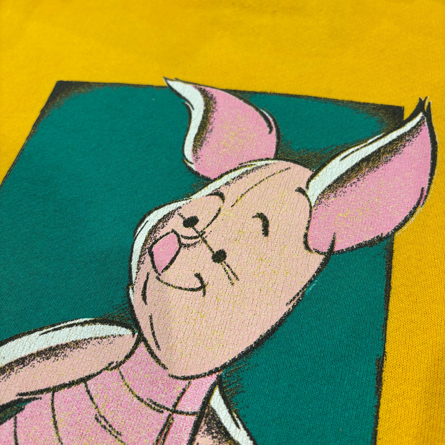 90's Disney ディズニー Winnie the Pooh くまのプーさん ピグレット スウェット イエロー (L) /C0135S-SO