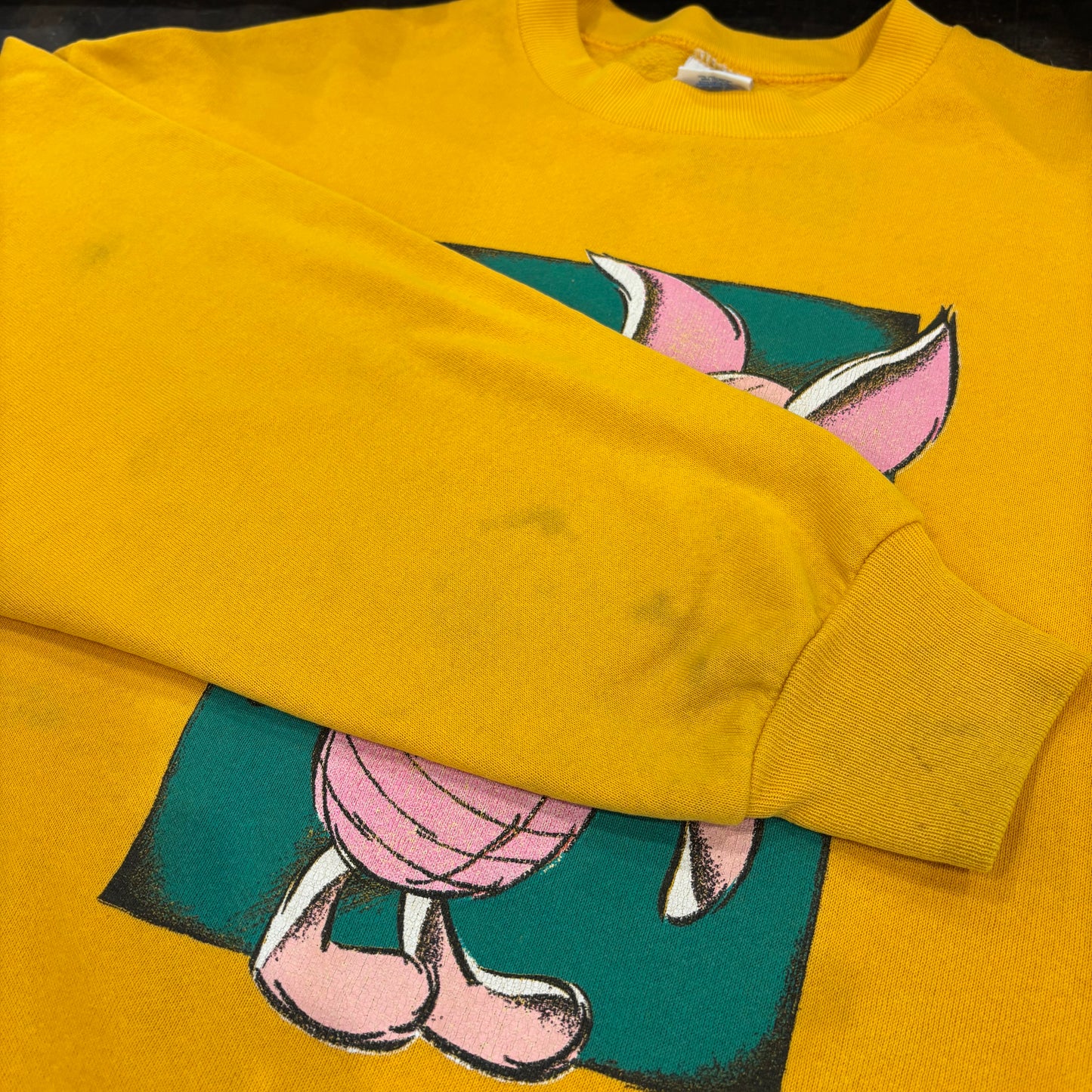 90's Disney ディズニー Winnie the Pooh くまのプーさん ピグレット スウェット イエロー (L) /C0135S-SO