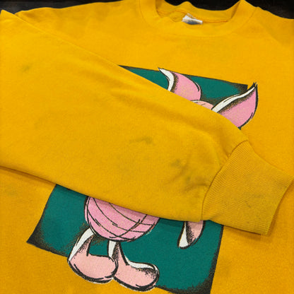 90's Disney ディズニー Winnie the Pooh くまのプーさん ピグレット スウェット イエロー (L) /C0135S-SO